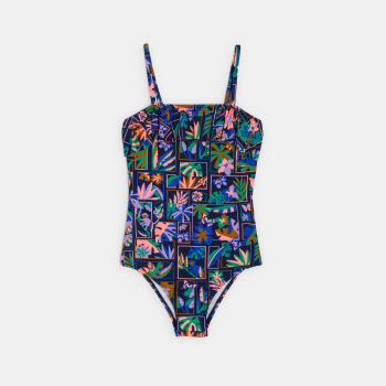 شورت سباحة مطبوع قطعة واحدة أسود اللون للفتيات